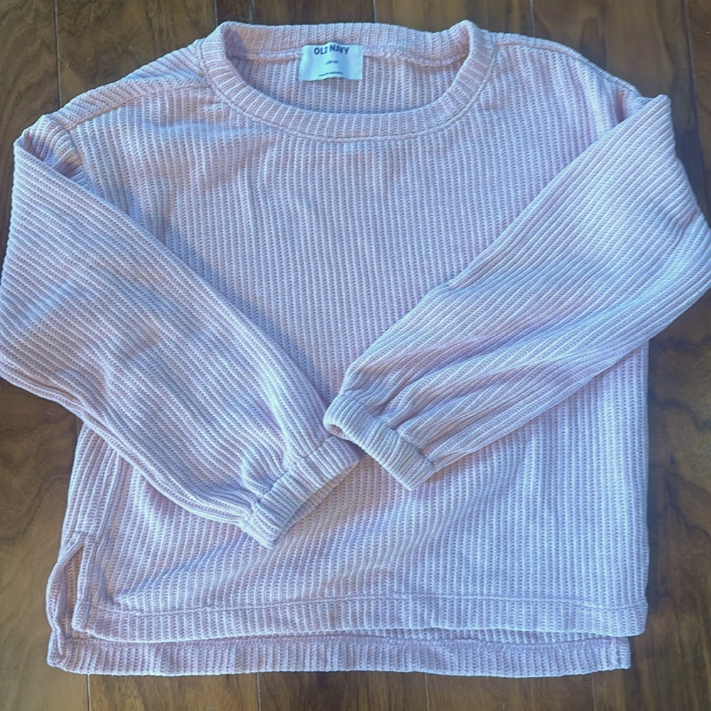 Old Navy light pink Chenille sweater. Girls Large 10/12. Great condition.
